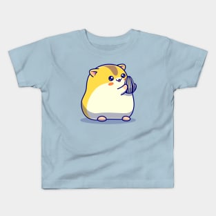 Cute Hamster Eating Sunflower Seed Cartoon Kids T-Shirt